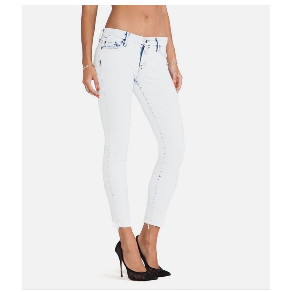 Mother Looker Ankle Fray Jeans Size 27 Out Of The Box Bleached Denim‎ Festival